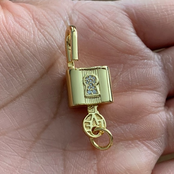 NWOT Padlock and Key CZ Dangle Charm Sterling Silver 925 - Picture 5 of 13